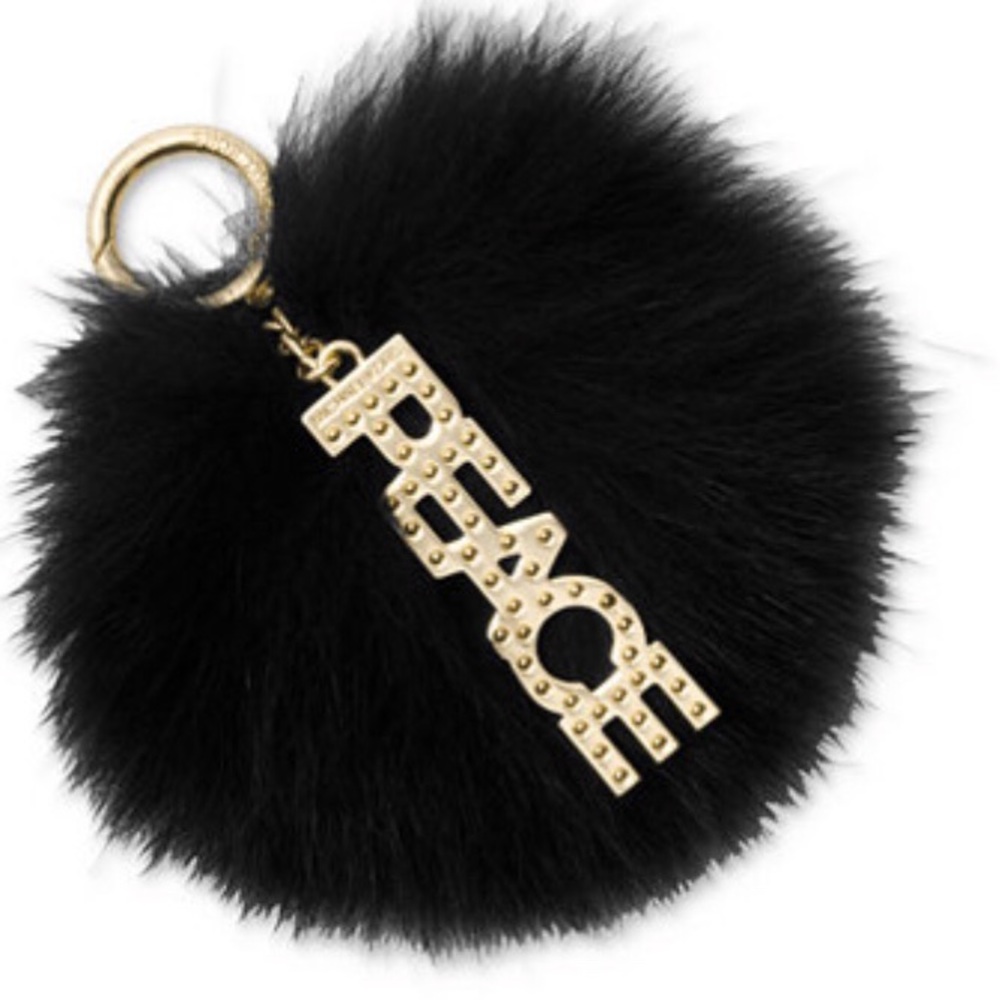 Black Peace Pom Pom Fur Charm